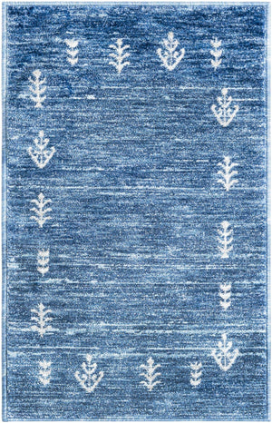 Navy Blue 2' x 3' 1 Gabbeh Rectangle Area Rug 100% Polyester (Space-Dyed Yarn) Stylish Contemporary Carpet for Home Interior Design for Sale at Rug Engine