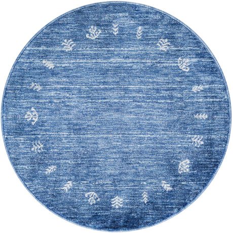 Navy Blue 3' 3 x 3' 3 Gabbeh Round Area Rug 100% Polyester (Space-Dyed Yarn) Stylish Contemporary Carpet for Home Interior Design for Sale at Rug Engine