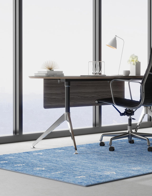 Navy Blue 7' 10 x 10' Gabbeh Rectangle Area Rug 100% Polyester (Space-Dyed Yarn) Stylish Contemporary Carpet for Home Interior Design for Sale at Rug Engine
