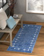 Navy Blue 2' 7 x 12' Gabbeh Runner Area Rug 100% Polyester (Space-Dyed Yarn) Stylish Contemporary Carpet for Home Interior Design for Sale at Rug Engine