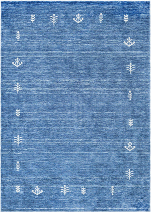 Navy Blue 7' 1 x 10' Gabbeh Rectangle Area Rug 100% Polyester (Space-Dyed Yarn) Stylish Contemporary Carpet for Home Interior Design for Sale at Rug Engine