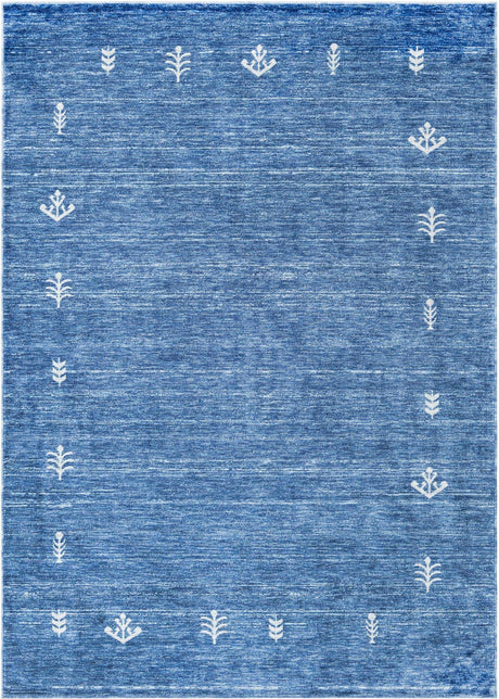 Navy Blue 7' 1 x 10' Gabbeh Rectangle Area Rug 100% Polyester (Space-Dyed Yarn) Stylish Contemporary Carpet for Home Interior Design for Sale at Rug Engine