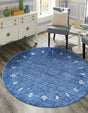 Navy Blue 7' 10 x 7' 10 Gabbeh Round Area Rug 100% Polyester (Space-Dyed Yarn) Stylish Contemporary Carpet for Home Interior Design for Sale at Rug Engine