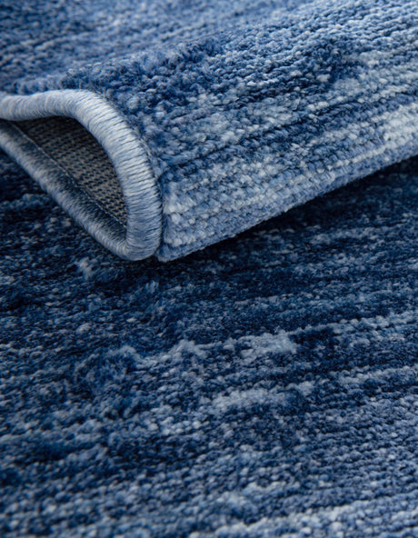 Navy Blue 5' 3 x 5' 3 Gabbeh Round Area Rug 100% Polyester (Space-Dyed Yarn) Stylish Contemporary Carpet for Home Interior Design for Sale at Rug Engine