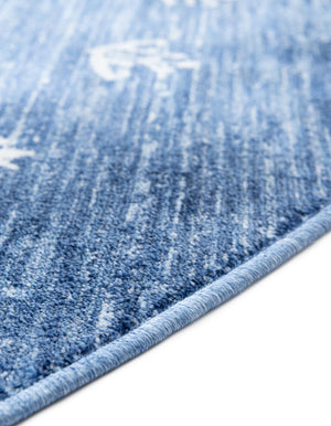 Navy Blue 5' 3 x 5' 3 Gabbeh Round Area Rug 100% Polyester (Space-Dyed Yarn) Stylish Contemporary Carpet for Home Interior Design for Sale at Rug Engine