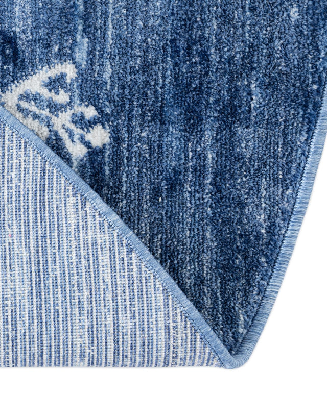 Navy Blue 7' 10 x 7' 10 Gabbeh Round Area Rug 100% Polyester (Space-Dyed Yarn) Stylish Contemporary Carpet for Home Interior Design for Sale at Rug Engine