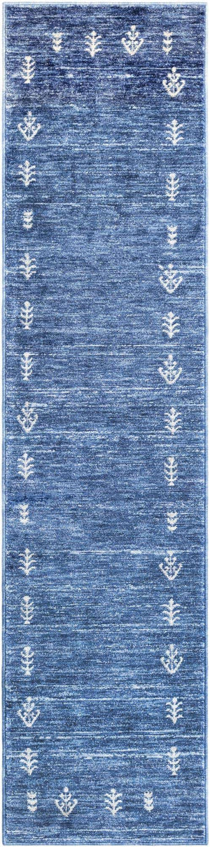 Navy Blue 2' x 8' Gabbeh Runner Area Rug 100% Polyester (Space-Dyed Yarn) Stylish Contemporary Carpet for Home Interior Design for Sale at Rug Engine