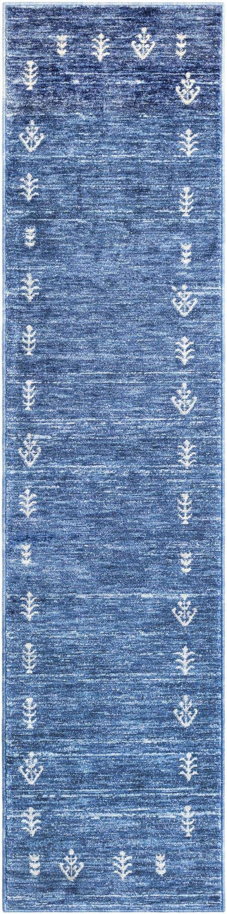 Navy Blue 2' x 8' Gabbeh Runner Area Rug 100% Polyester (Space-Dyed Yarn) Stylish Contemporary Carpet for Home Interior Design for Sale at Rug Engine