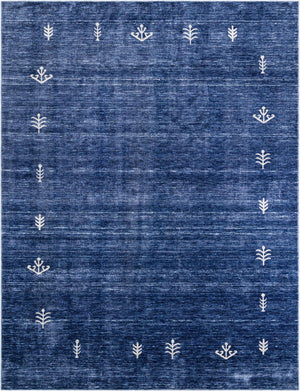 Navy Blue 9' x 12' Gabbeh Rectangle Area Rug 100% Polyester (Space-Dyed Yarn) Stylish Contemporary Carpet for Home Interior Design for Sale at Rug Engine