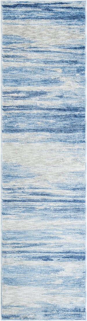 Blue Ivory 2' 7 x 10' Gabbeh Runner Area Rug 100% Polyester (Space-Dyed Yarn) Stylish Contemporary Carpet for Home Interior Design for Sale at Rug Engine