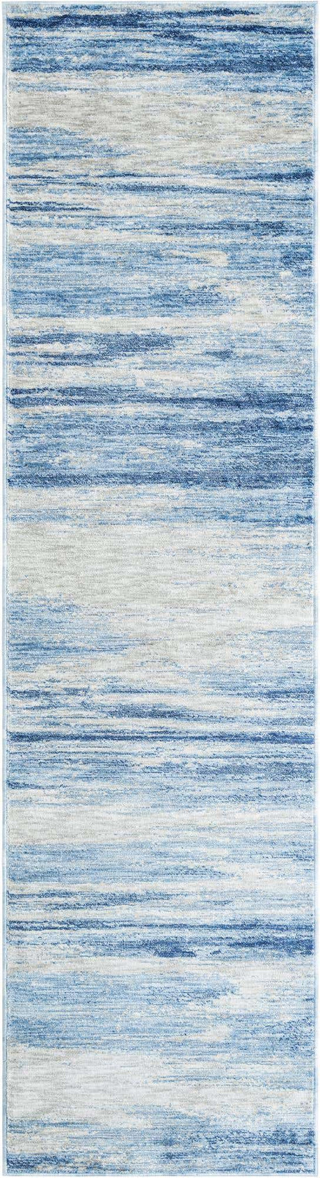 Blue Ivory 2' 7 x 10' Gabbeh Runner Area Rug 100% Polyester (Space-Dyed Yarn) Stylish Contemporary Carpet for Home Interior Design for Sale at Rug Engine
