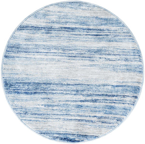 Blue Ivory 3' 3 x 3' 3 Gabbeh Round Area Rug 100% Polyester (Space-Dyed Yarn) Stylish Contemporary Carpet for Home Interior Design for Sale at Rug Engine