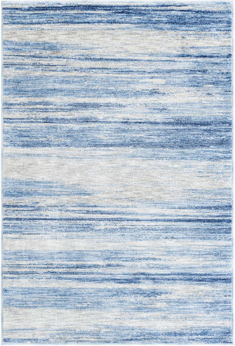 Blue Ivory 4' 1 x 6' 1 Gabbeh Rectangle Area Rug 100% Polyester (Space-Dyed Yarn) Stylish Contemporary Carpet for Home Interior Design for Sale at Rug Engine