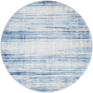 Blue Ivory 5' 3 x 5' 3 Gabbeh Round Area Rug 100% Polyester (Space-Dyed Yarn) Stylish Contemporary Carpet for Home Interior Design for Sale at Rug Engine