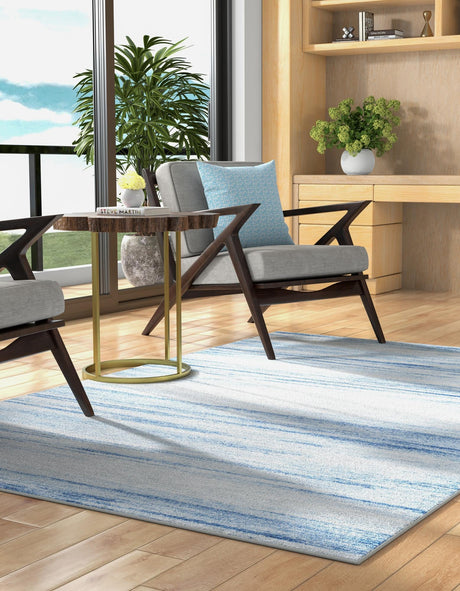Blue Ivory 9' 10 x 13' 1 Gabbeh Rectangle Area Rug 100% Polyester (Space-Dyed Yarn) Stylish Contemporary Carpet for Home Interior Design for Sale at Rug Engine