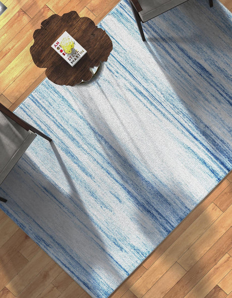 Blue Ivory 9' x 12' Gabbeh Rectangle Area Rug 100% Polyester (Space-Dyed Yarn) Stylish Contemporary Carpet for Home Interior Design for Sale at Rug Engine