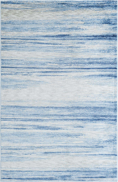 Blue Ivory 5' 3 x 8' Gabbeh Rectangle Area Rug 100% Polyester (Space-Dyed Yarn) Stylish Contemporary Carpet for Home Interior Design for Sale at Rug Engine