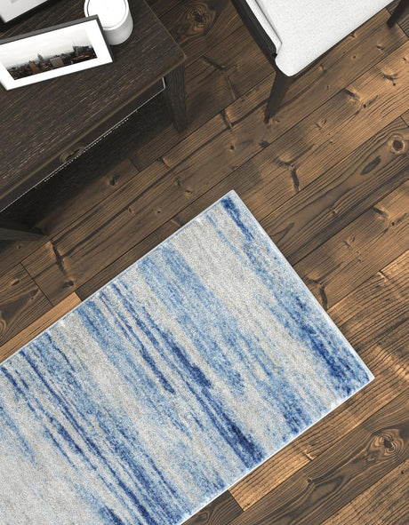 Blue Ivory 2' x 8' Gabbeh Runner Area Rug 100% Polyester (Space-Dyed Yarn) Stylish Contemporary Carpet for Home Interior Design for Sale at Rug Engine