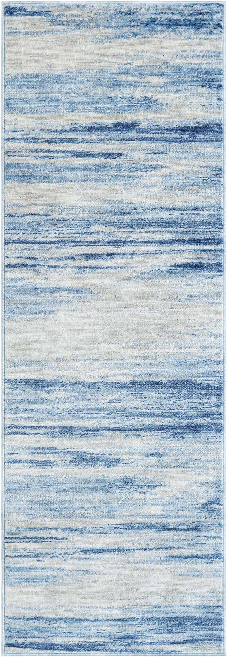 Blue Ivory 2' x 6' 1 Gabbeh Runner Area Rug 100% Polyester (Space-Dyed Yarn) Stylish Contemporary Carpet for Home Interior Design for Sale at Rug Engine