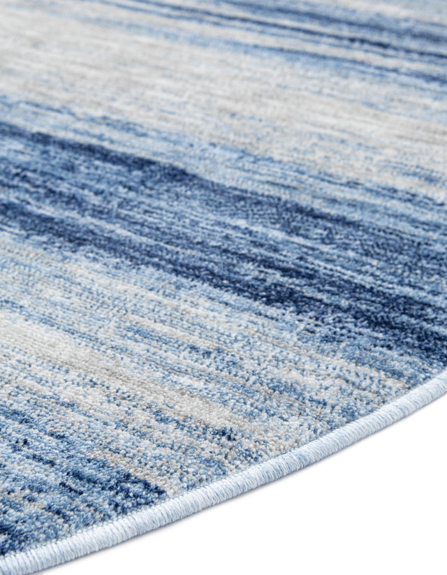 Blue Ivory 7' 10 x 7' 10 Gabbeh Round Area Rug 100% Polyester (Space-Dyed Yarn) Stylish Contemporary Carpet for Home Interior Design for Sale at Rug Engine