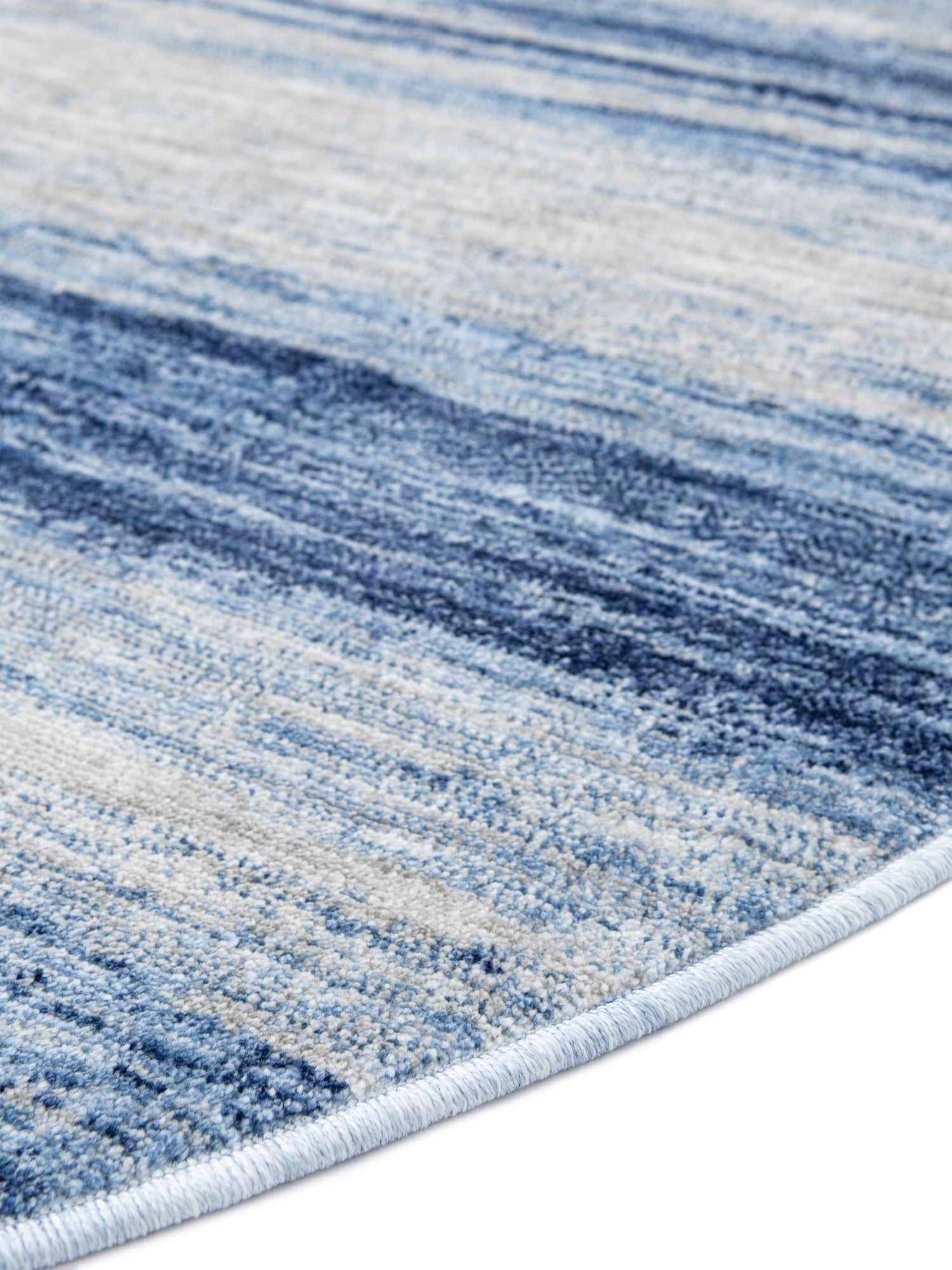 Blue Ivory 3' 3 x 3' 3 Gabbeh Round Area Rug 100% Polyester (Space-Dyed Yarn) Stylish Contemporary Carpet for Home Interior Design for Sale at Rug Engine