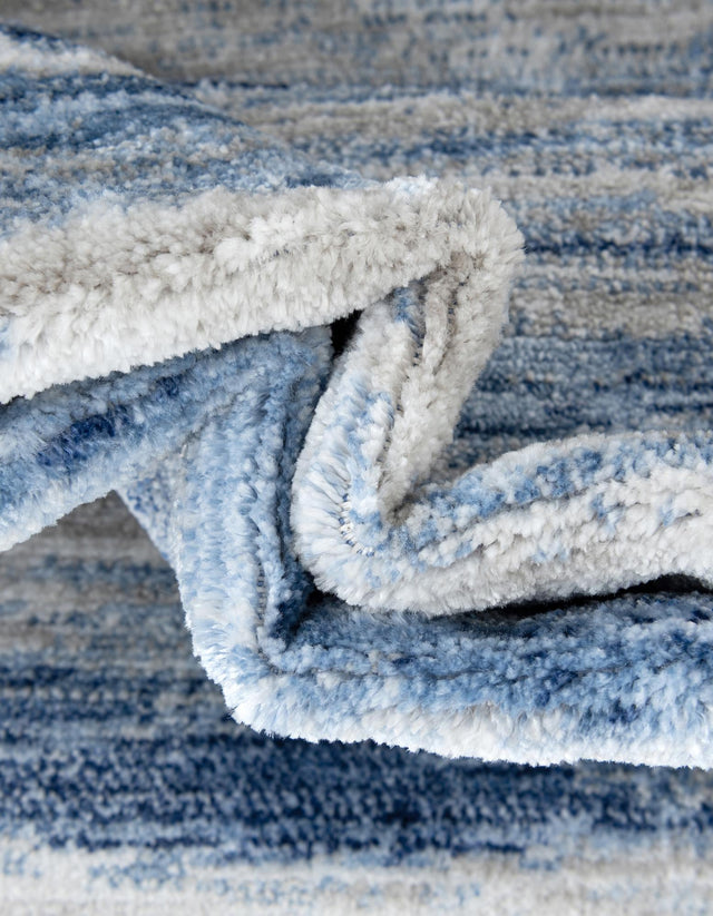 Blue Ivory 5' 3 x 5' 3 Gabbeh Round Area Rug 100% Polyester (Space-Dyed Yarn) Stylish Contemporary Carpet for Home Interior Design for Sale at Rug Engine