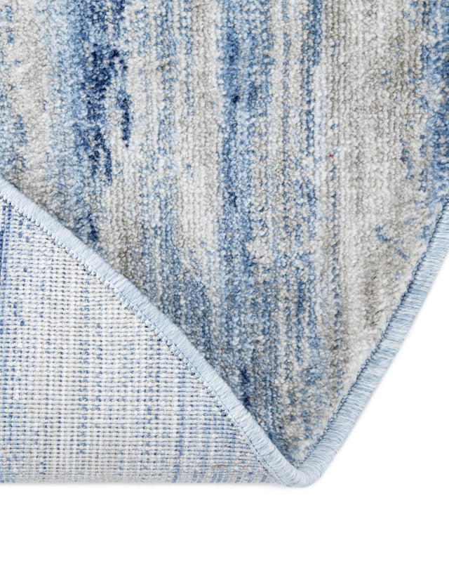 Blue Ivory 3' 3 x 3' 3 Gabbeh Round Area Rug 100% Polyester (Space-Dyed Yarn) Stylish Contemporary Carpet for Home Interior Design for Sale at Rug Engine