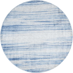 Blue Ivory 7' 10 x 7' 10 Gabbeh Round Area Rug 100% Polyester (Space-Dyed Yarn) Stylish Contemporary Carpet for Home Interior Design for Sale at Rug Engine