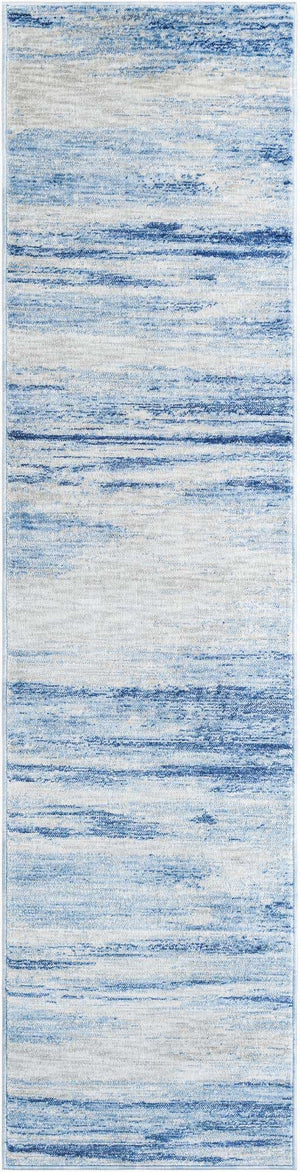 Blue Ivory 2' x 8' Gabbeh Runner Area Rug 100% Polyester (Space-Dyed Yarn) Stylish Contemporary Carpet for Home Interior Design for Sale at Rug Engine