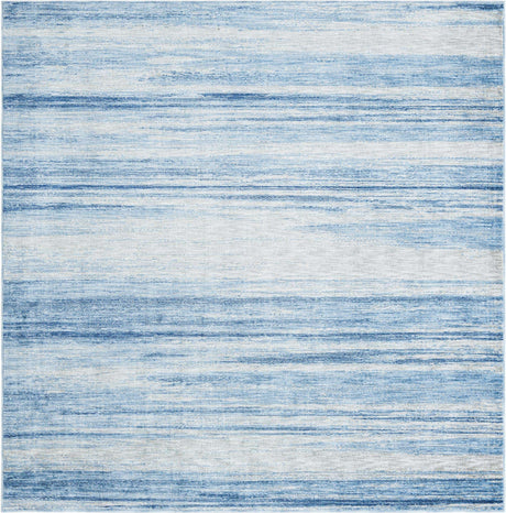 Blue Ivory 7' 10 x 7' 10 Gabbeh Square Area Rug 100% Polyester (Space-Dyed Yarn) Stylish Contemporary Carpet for Home Interior Design for Sale at Rug Engine