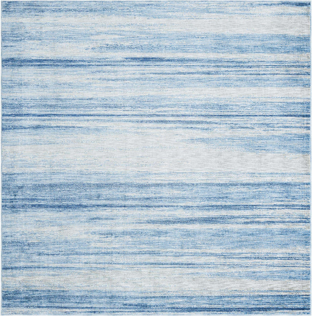 Blue Ivory 7' 10 x 7' 10 Gabbeh Square Area Rug 100% Polyester (Space-Dyed Yarn) Stylish Contemporary Carpet for Home Interior Design for Sale at Rug Engine