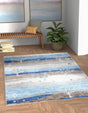 Blue Gray 6' 1 x 9' Gabbeh Rectangle Area Rug 100% Polyester (Space-Dyed Yarn) Stylish Contemporary Carpet for Home Interior Design for Sale at Rug Engine