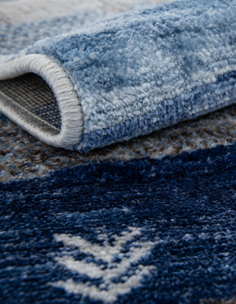 Blue Gray 5' 3 x 8' Gabbeh Rectangle Area Rug 100% Polyester (Space-Dyed Yarn) Stylish Contemporary Carpet for Home Interior Design for Sale at Rug Engine