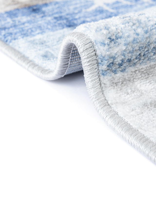 Blue Gray 5' 3 x 8' Gabbeh Rectangle Area Rug 100% Polyester (Space-Dyed Yarn) Stylish Contemporary Carpet for Home Interior Design for Sale at Rug Engine