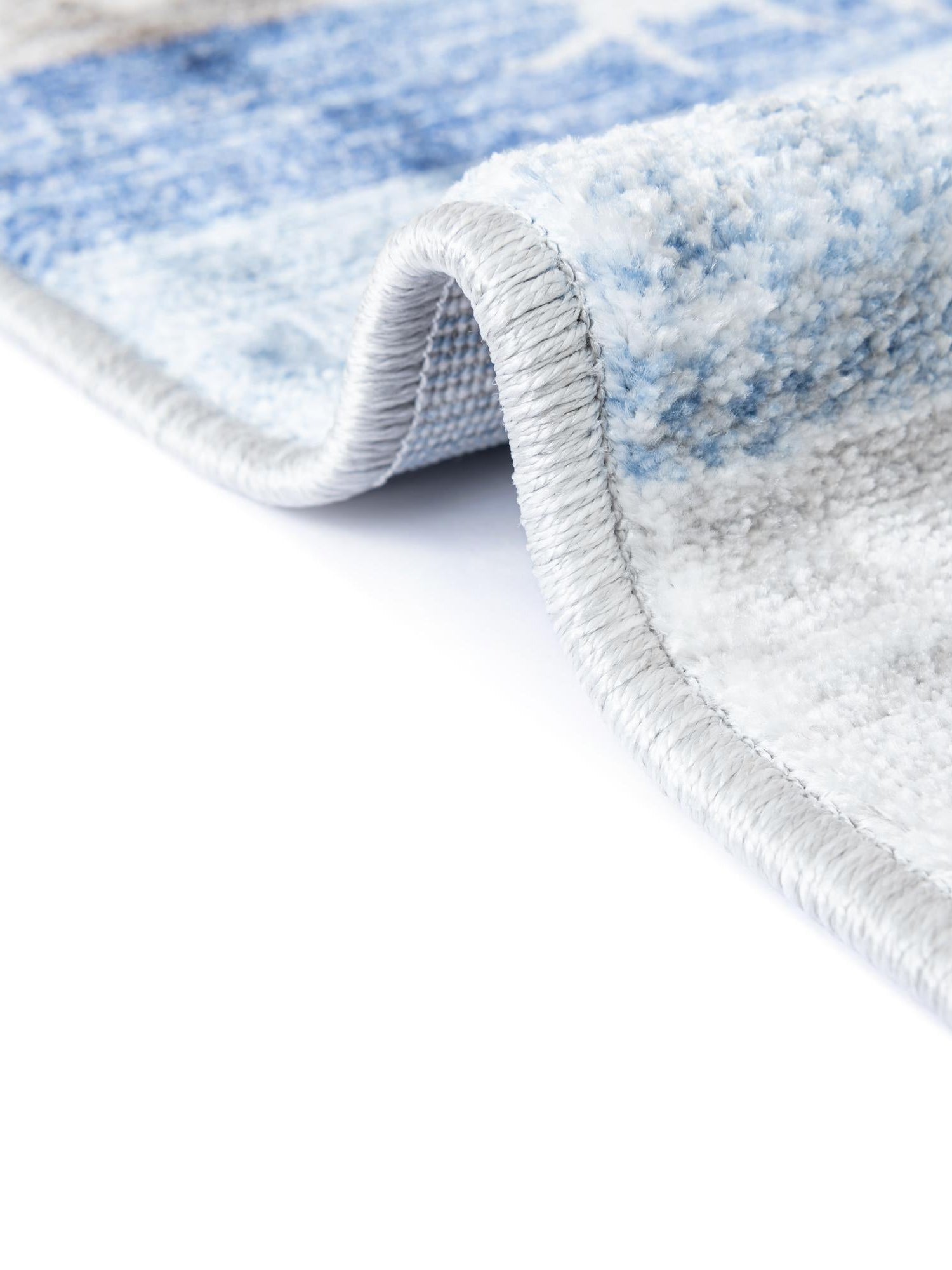 Blue Gray 4' 1 x 6' 1 Gabbeh Rectangle Area Rug 100% Polyester (Space-Dyed Yarn) Stylish Contemporary Carpet for Home Interior Design for Sale at Rug Engine