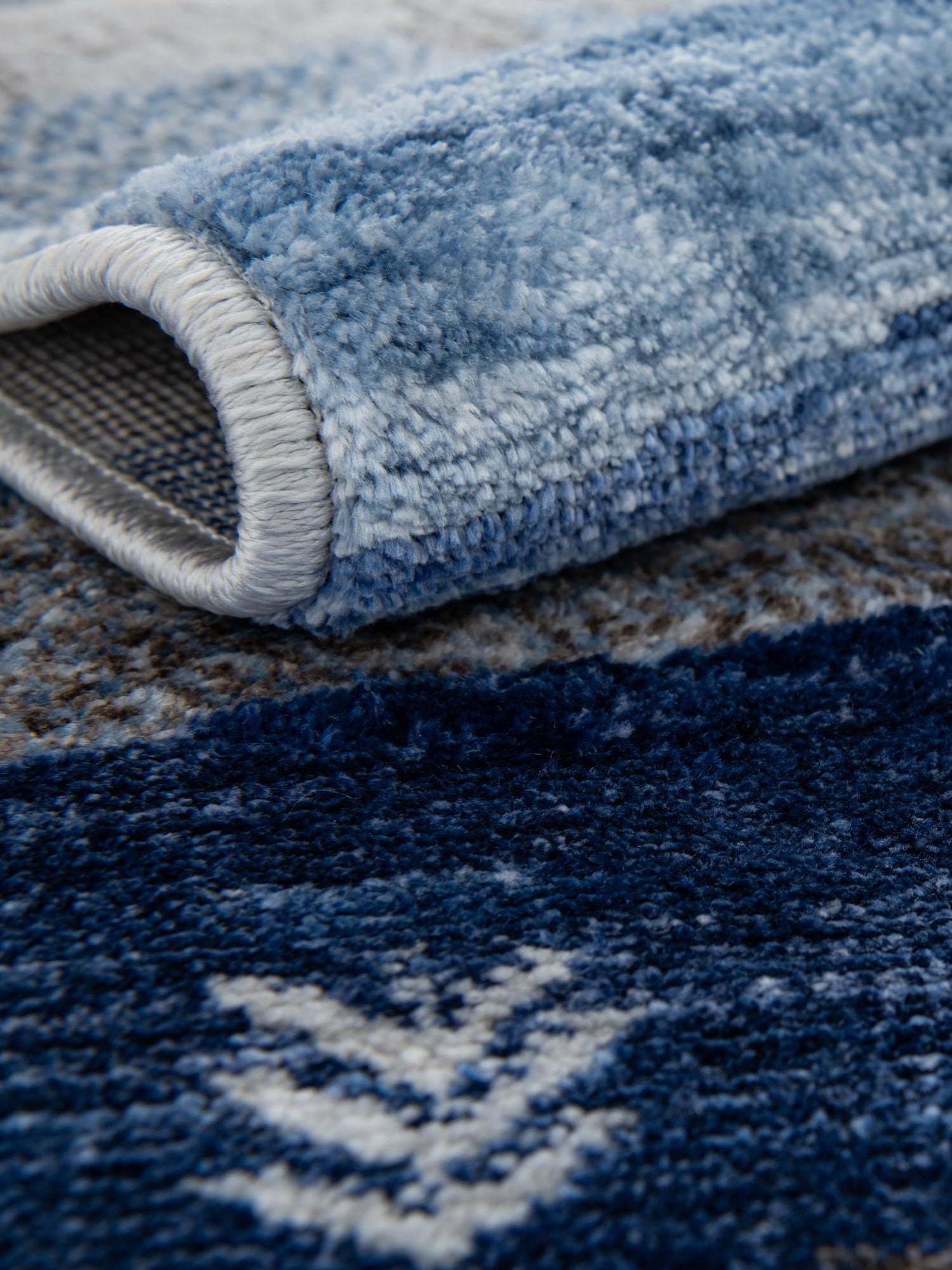 Blue Gray 2' 7 x 10' Gabbeh Runner Area Rug 100% Polyester (Space-Dyed Yarn) Stylish Contemporary Carpet for Home Interior Design for Sale at Rug Engine