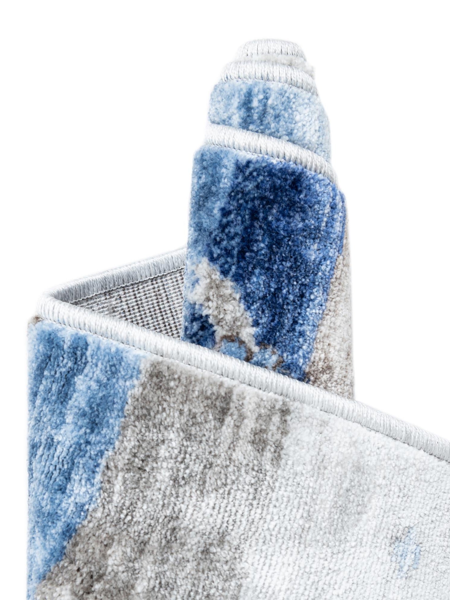 Blue Gray 2' 7 x 12' Gabbeh Runner Area Rug 100% Polyester (Space-Dyed Yarn) Stylish Contemporary Carpet for Home Interior Design for Sale at Rug Engine