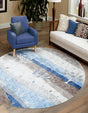 Blue Gray 5' 3 x 5' 3 Gabbeh Round Area Rug 100% Polyester (Space-Dyed Yarn) Stylish Contemporary Carpet for Home Interior Design for Sale at Rug Engine