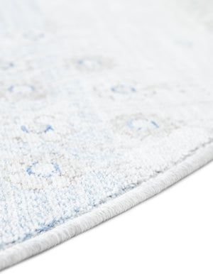 Blue Gray 3' 3 x 3' 3 Gabbeh Round Area Rug 100% Polyester (Space-Dyed Yarn) Stylish Contemporary Carpet for Home Interior Design for Sale at Rug Engine