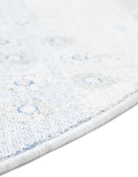 Blue Gray 5' 3 x 5' 3 Gabbeh Round Area Rug 100% Polyester (Space-Dyed Yarn) Stylish Contemporary Carpet for Home Interior Design for Sale at Rug Engine