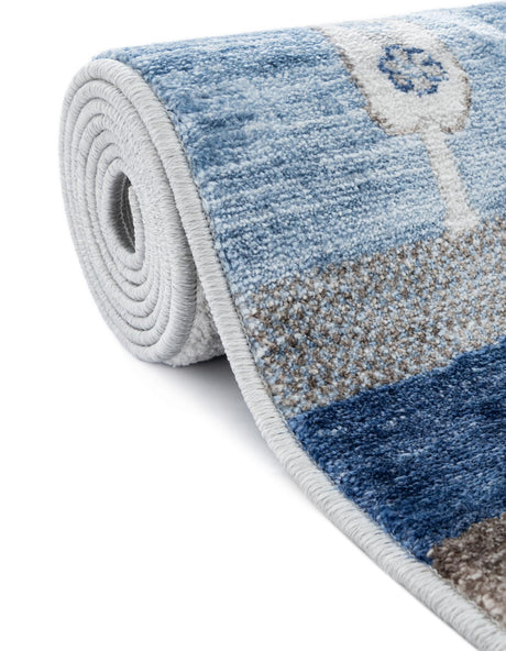 Blue Gray 3' 3 x 3' 3 Gabbeh Round Area Rug 100% Polyester (Space-Dyed Yarn) Stylish Contemporary Carpet for Home Interior Design for Sale at Rug Engine