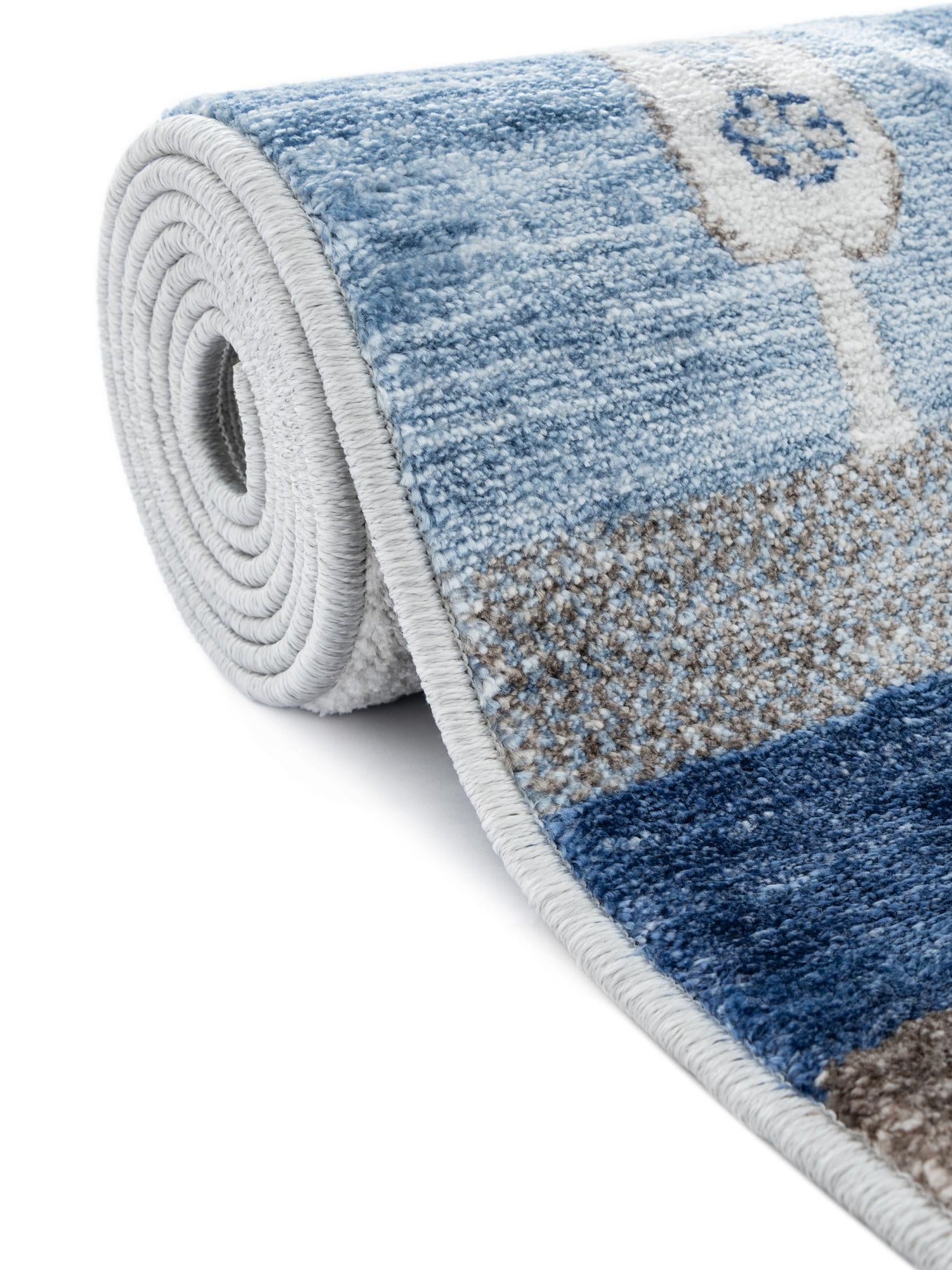 Blue Gray 5' 3 x 5' 3 Gabbeh Round Area Rug 100% Polyester (Space-Dyed Yarn) Stylish Contemporary Carpet for Home Interior Design for Sale at Rug Engine