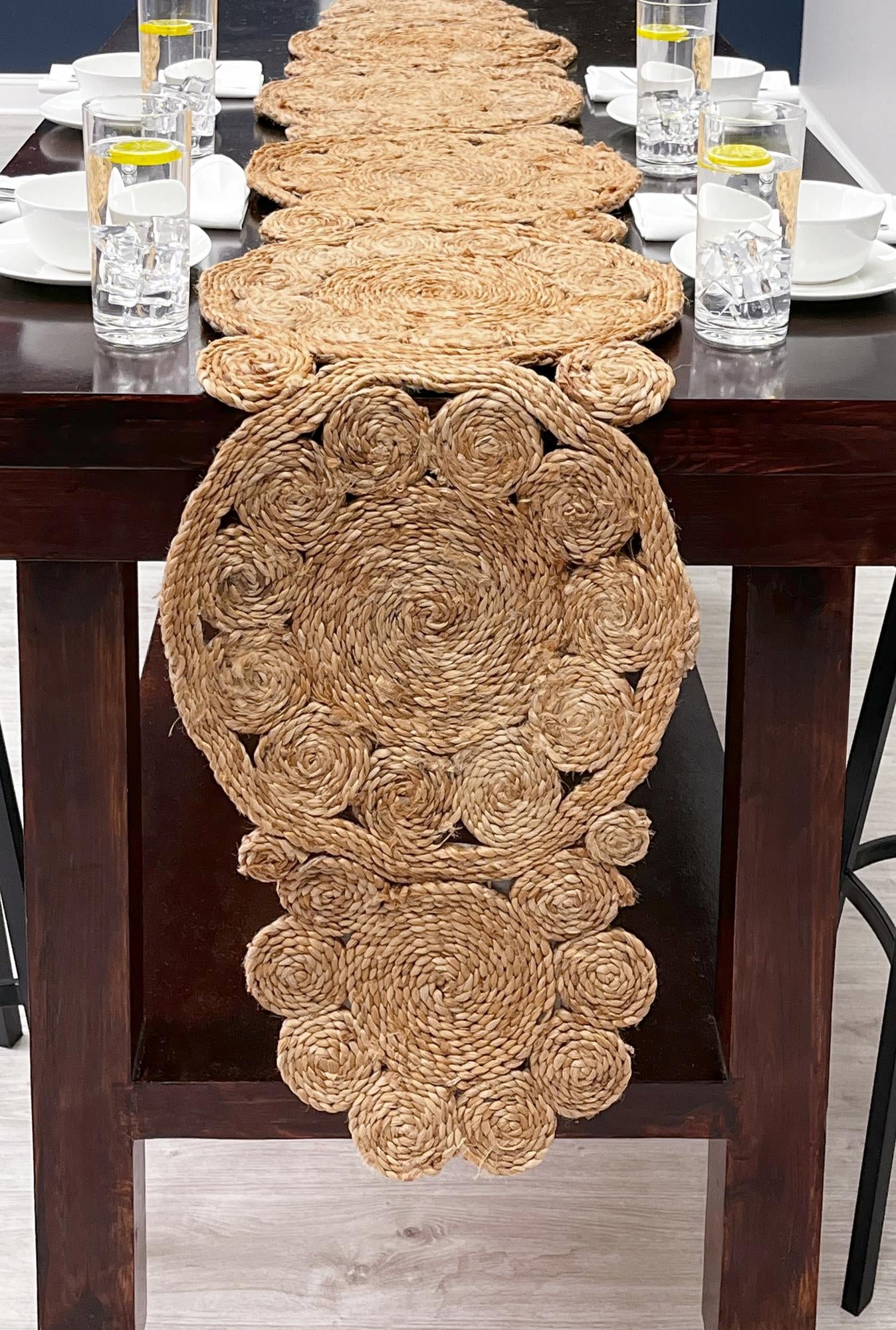 Natural 1' 4 x 8' Braided Jute Table Runner Area Rug Decorative Dining Room Kitchen All Natural Material Table Cover 100% Jute Hand Braided Natural Eco-Friendly Boho Style Carpet for Living Rooms Dining Office Space Dorms for Sale at Rug Engine