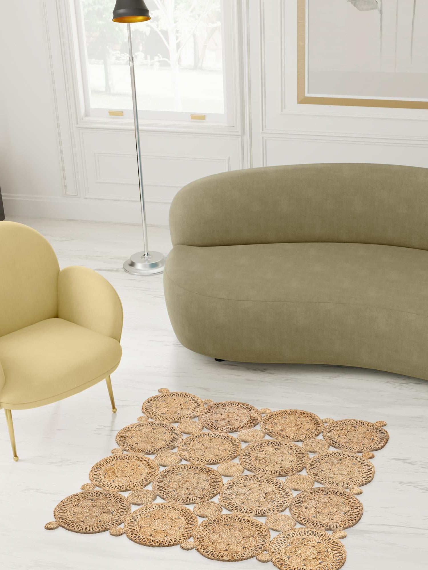 Natural 4' 1 x 4' 1 Braided Jute Square Area Rug 100% Jute Hand Braided Natural Eco-Friendly Boho Style Carpet for Living Rooms Dining Office Space Dorms for Sale at Rug Engine