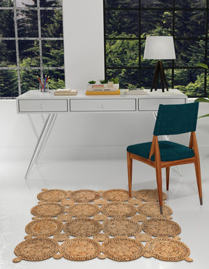 Natural 8' x 8' Braided Jute Square Rug