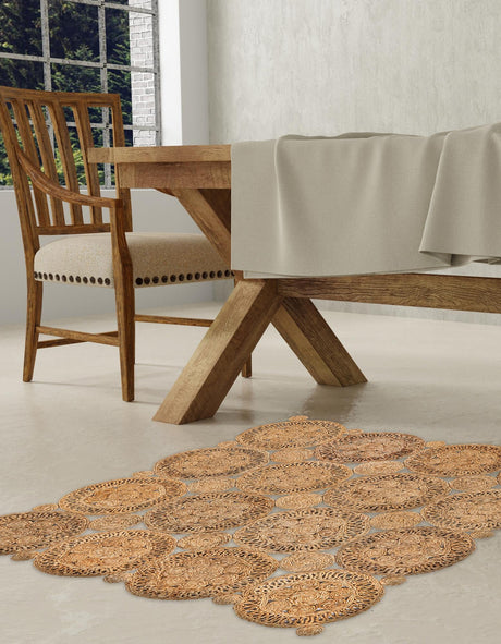 Natural 7' 10 x 7' 10 Braided Jute Square Area Rug 100% Jute Hand Braided Natural Eco-Friendly Boho Style Carpet for Living Rooms Dining Office Space Dorms for Sale at Rug Engine