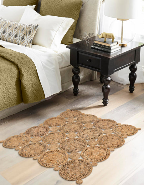 Natural 4' 1 x 4' 1 Braided Jute Square Area Rug 100% Jute Hand Braided Natural Eco-Friendly Boho Style Carpet for Living Rooms Dining Office Space Dorms for Sale at Rug Engine