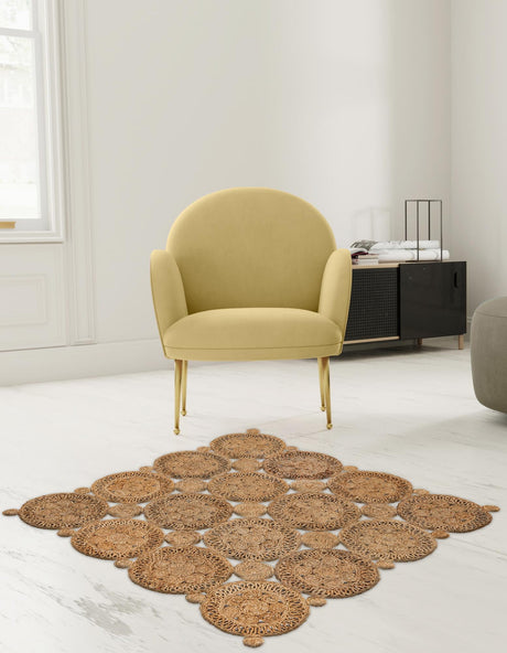 Natural 7' 10 x 7' 10 Braided Jute Square Area Rug 100% Jute Hand Braided Natural Eco-Friendly Boho Style Carpet for Living Rooms Dining Office Space Dorms for Sale at Rug Engine