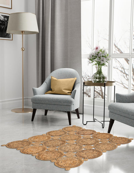 Natural 7' 10 x 7' 10 Braided Jute Square Area Rug 100% Jute Hand Braided Natural Eco-Friendly Boho Style Carpet for Living Rooms Dining Office Space Dorms for Sale at Rug Engine