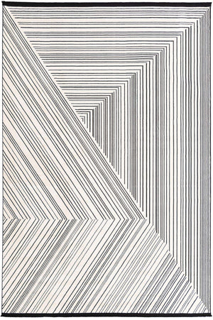 Black and White 7' 1 x 10' Milano Rectangle Area Rug 100% Polyester with Cotton Backing Modern Contemporary Carpet for Home Decor Interior Design for Sale at Rug Engine